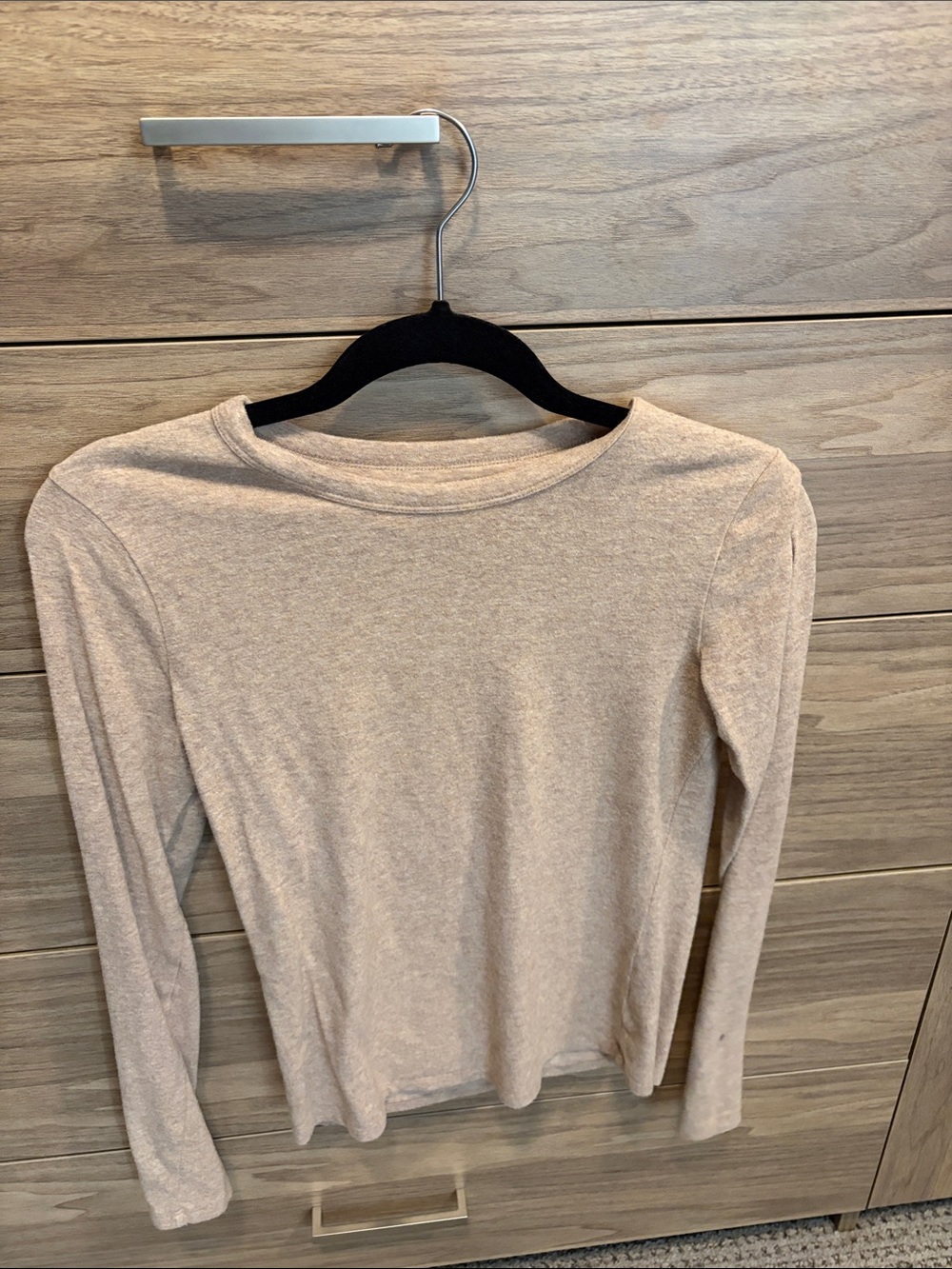Abercrombie & Fitch Long Sleeve Crewneck Top - Light Taupe